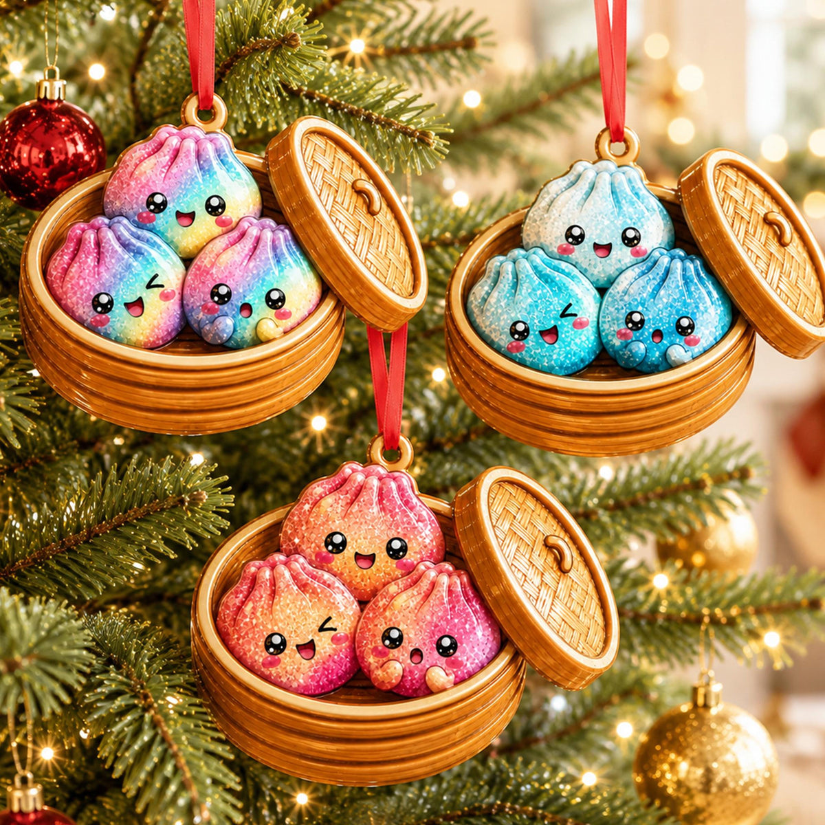 Glitter Dumpling 2D Ornament, Cute Kawaii Dim Sum Christmas Ornament, Steamed Bun Ornament, Food Lover Gift, Funny Dumpling Holiday Ornament def394ea-74b6-4494-bafe-7cf18264ebd9-dumpling-2.jpg
