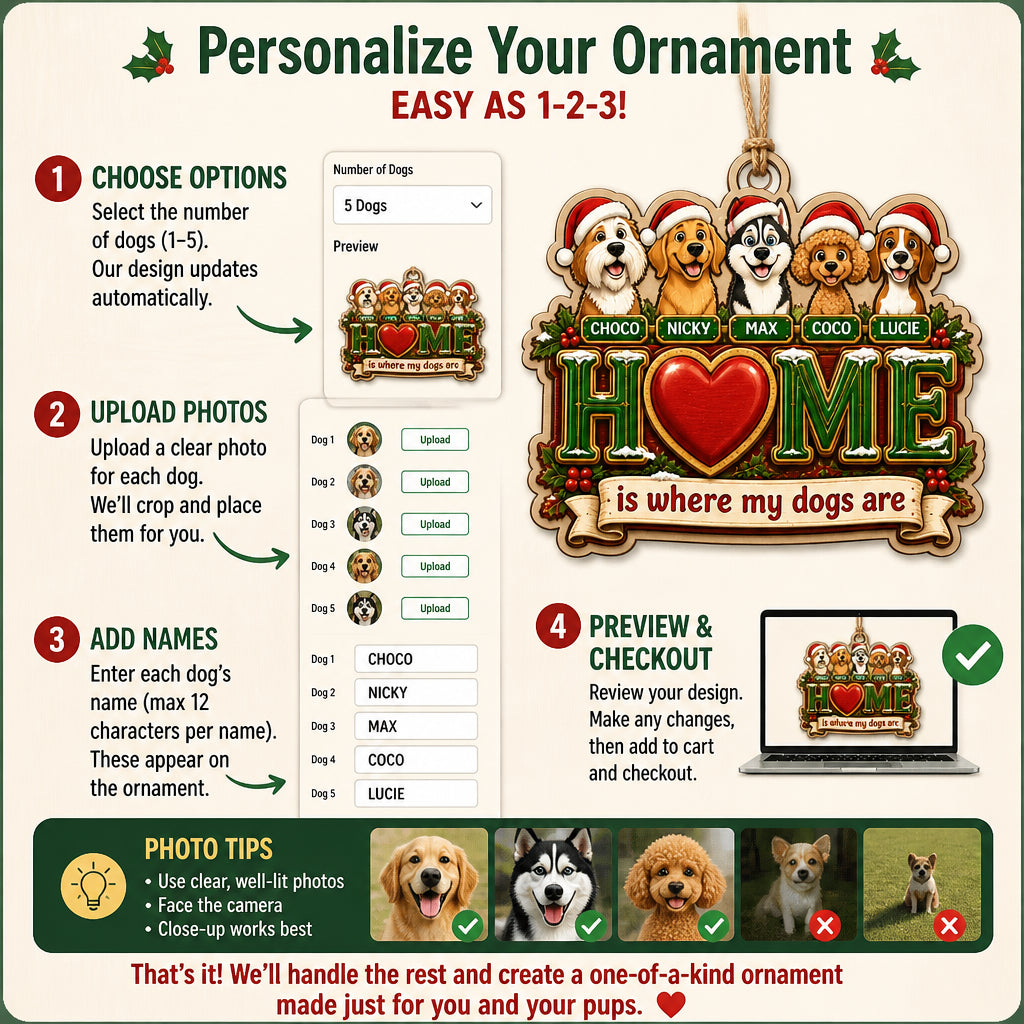 Home Is Where My Dogs Are - Custom Pet Photo Wreath Wood Ornament - Personalized 3-Layered Wood Ornament deff6849-9bec-46ab-b362-01f8ded86462.jpg