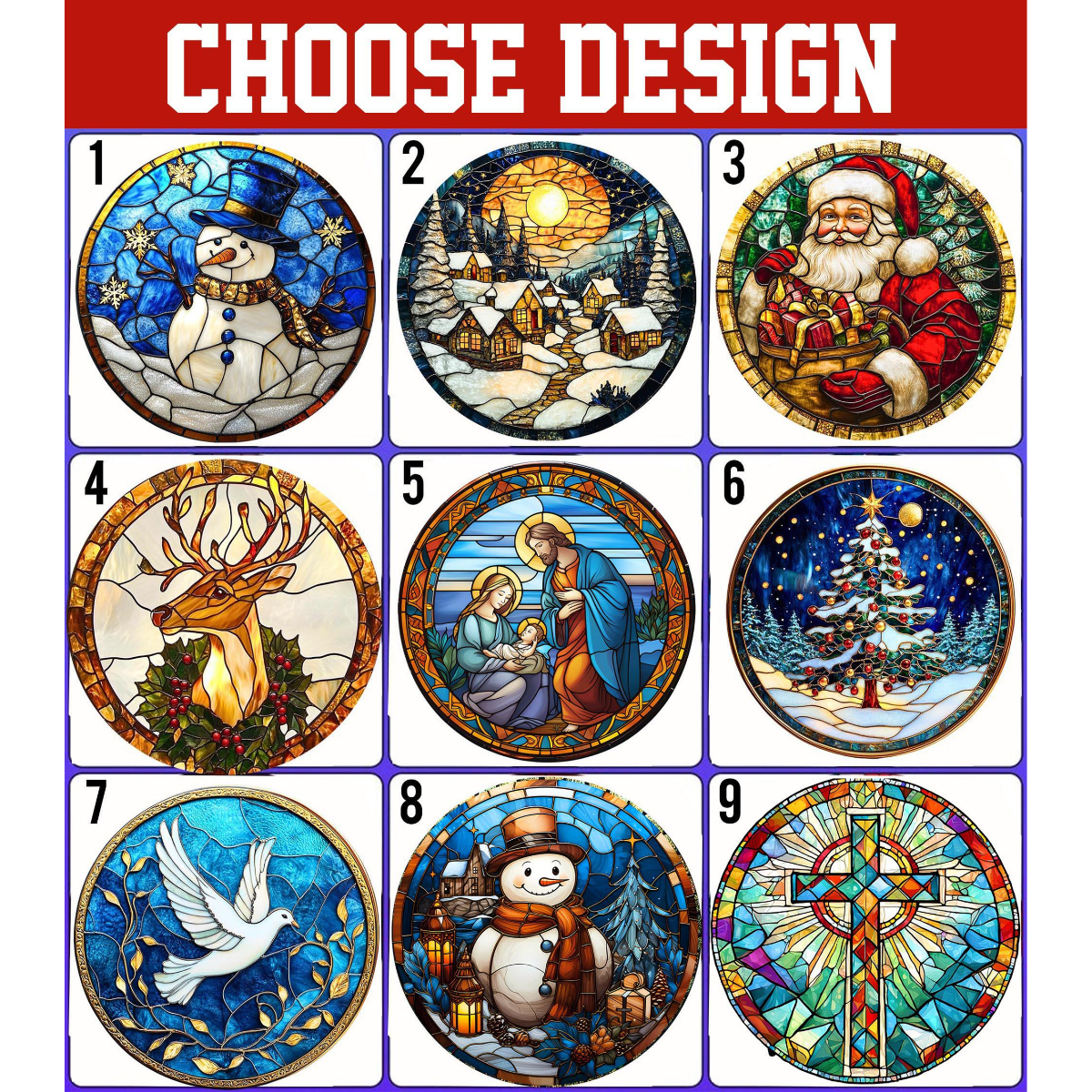 Personalized Stained Glass Christmas Ornament 2026 – Custom Name Holiday Tree Decoration – Santa, Snowman, Christmas Tree Decoration Gift