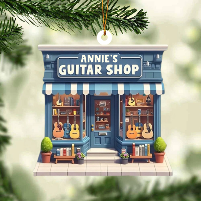 Guitar Shop - Personalized Acrylic Christmas Ornament - Gift For Guitar Shop Owner
