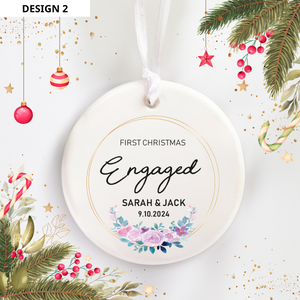 Our First Christmas Engaged - Personalized Ornament - Christmas Gift For Couple