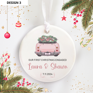 Our First Christmas Engaged - Personalized Ornament - Christmas Gift For Couple