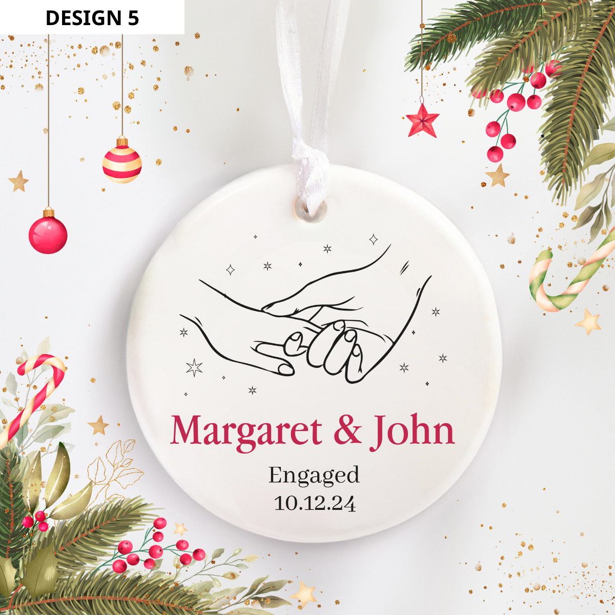 Our First Christmas Engaged - Personalized Ornament - Christmas Gift For Couple