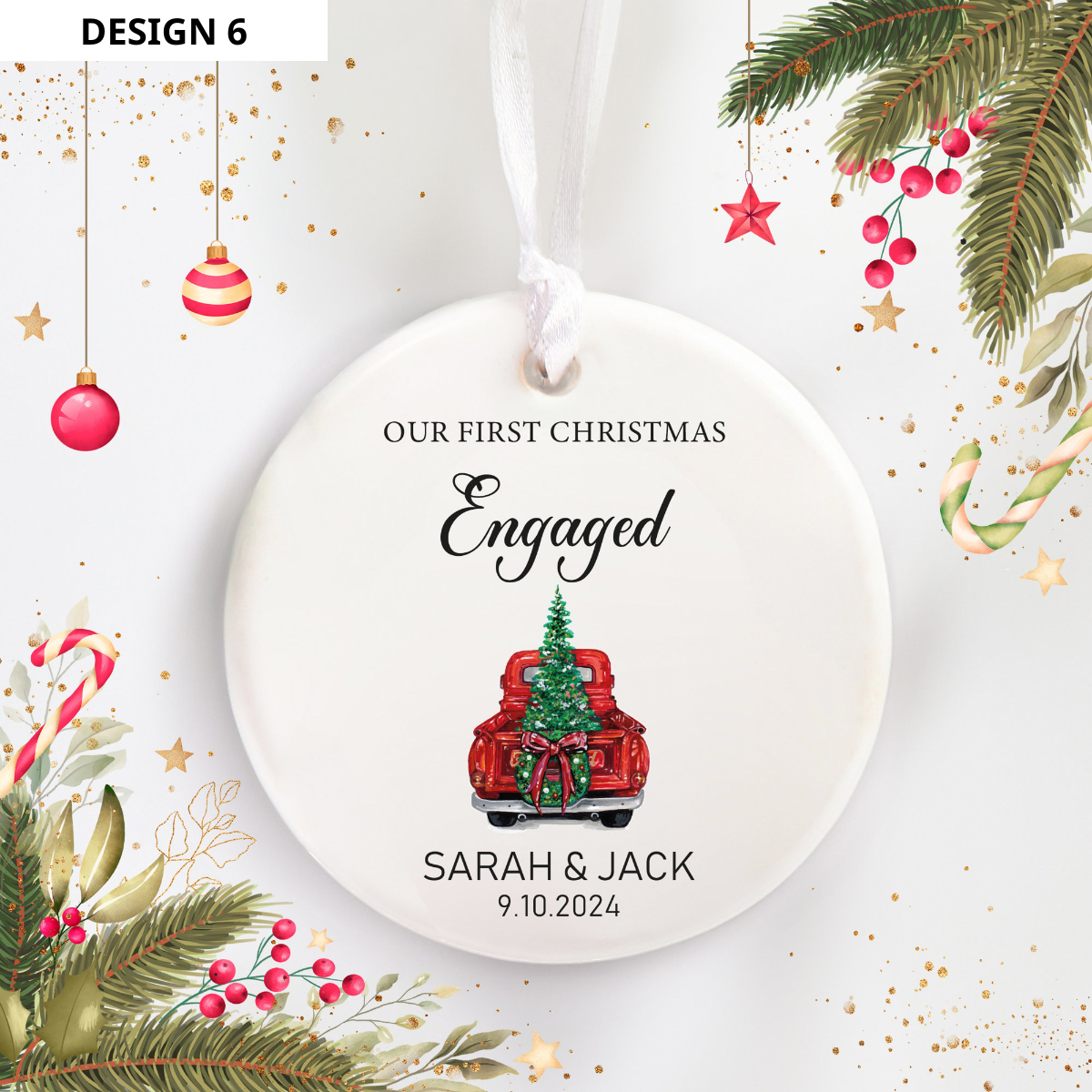 Our First Christmas Engaged - Personalized Ornament - Christmas Gift For Couple