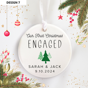 Our First Christmas Engaged - Personalized Ornament - Christmas Gift For Couple