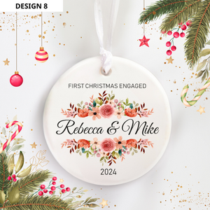 Our First Christmas Engaged - Personalized Ornament - Christmas Gift For Couple