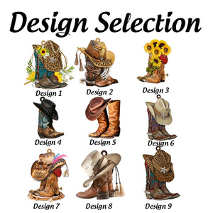 Personalized BOOTS AND HAT COWBOY Acrylic Car Ornament Christmas Ornament