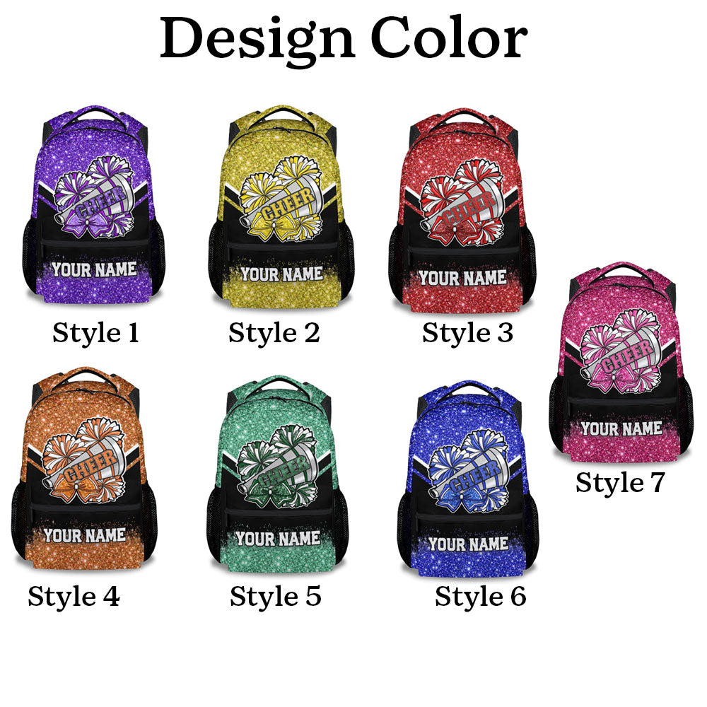Custom Cheer Backpack, Cheerleader Backpacks Gifts for Girls - Pink Glitter Durable Kids Book Bag for Cheerleading Elementary