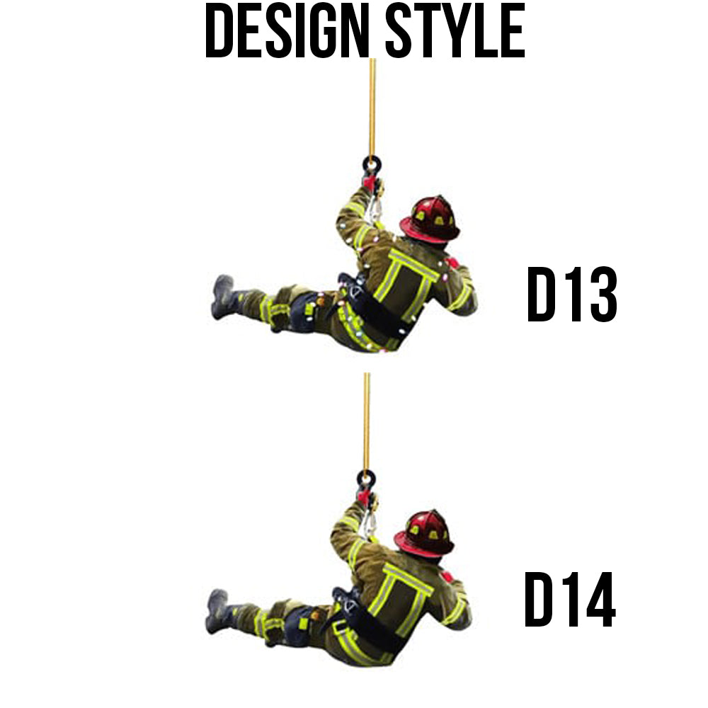 Christmas Fireman Ornaments Christmas Tree Firefighter 2d Acrylic Hanging Ornaments Fireman Figurines Party Favors Decorations
