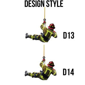 Christmas Fireman Ornaments Christmas Tree Firefighter 2d Acrylic Hanging Ornaments Fireman Figurines Party Favors Decorations