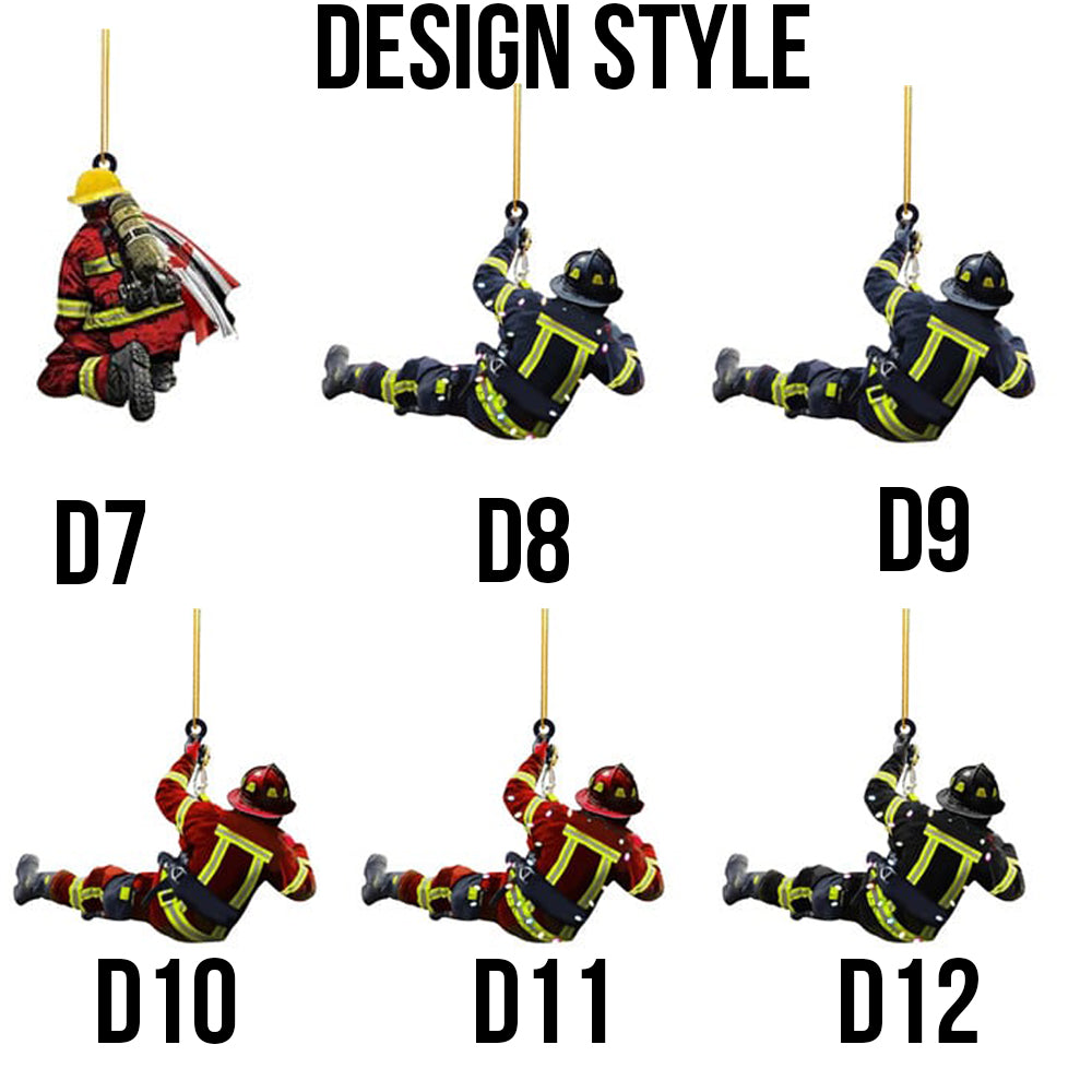 Christmas Fireman Ornaments Christmas Tree Firefighter 2d Acrylic Hanging Ornaments Fireman Figurines Party Favors Decorations