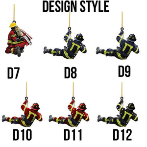 Christmas Fireman Ornaments Christmas Tree Firefighter 2d Acrylic Hanging Ornaments Fireman Figurines Party Favors Decorations