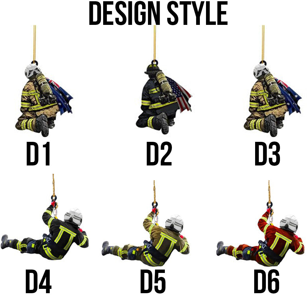 Christmas Fireman Ornaments Christmas Tree Firefighter 2d Acrylic Hanging Ornaments Fireman Figurines Party Favors Decorations