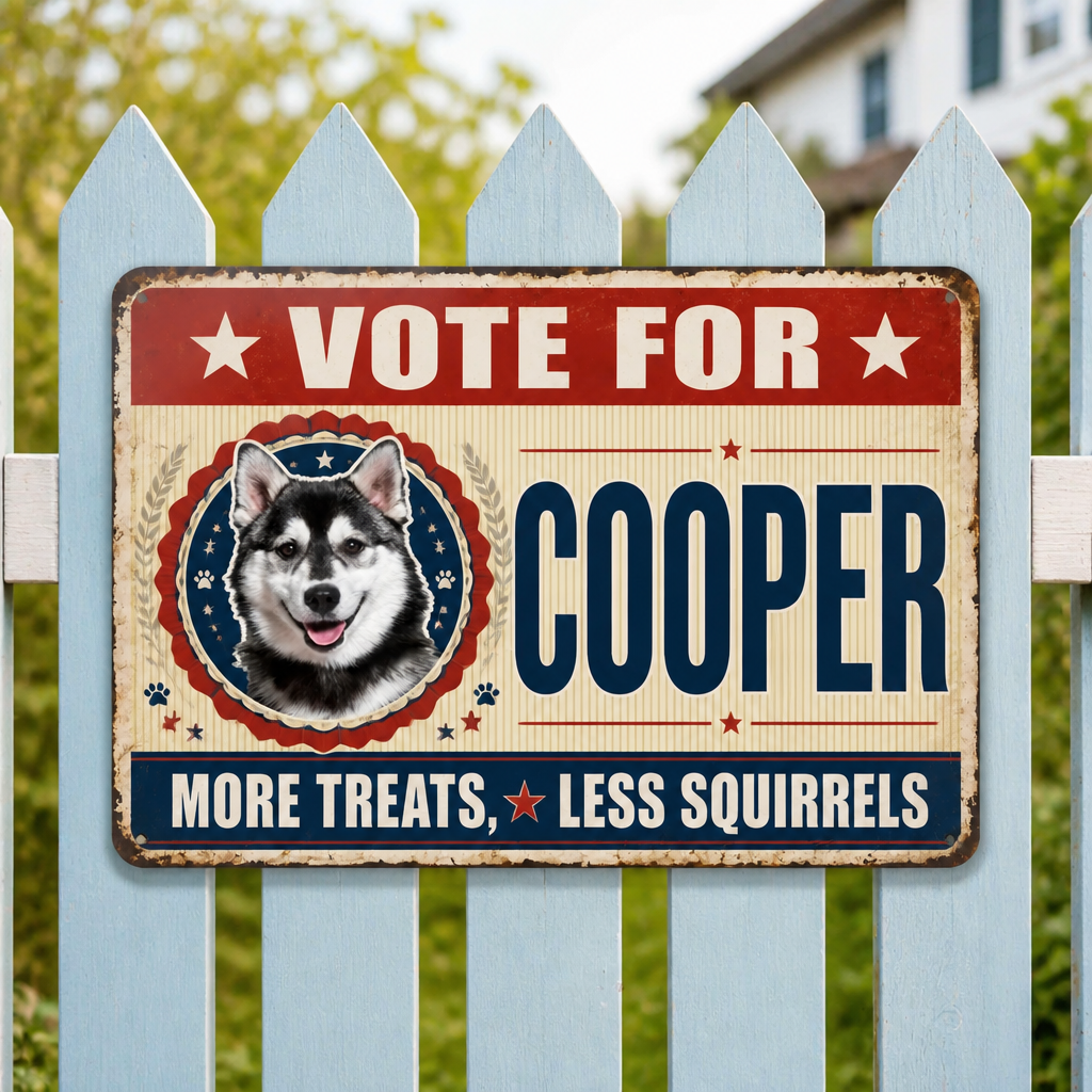 Vote For Your Dog – More Treats, Less Squirrels Metal Sign - Personalized Metal Sign df06898b-eebf-4157-9660-dfcdb341ad24.png