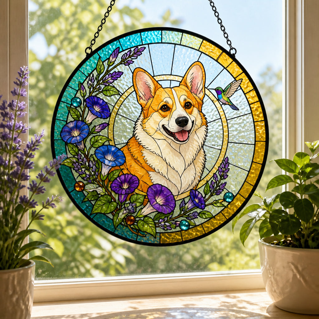 Custom Stained‑Glass Pet Suncatcher – Floral Wreath Edition - Personalized Suncatcher Stained Glass df1a75ec-3f92-415a-8f66-17fa36b1faaf.jpg