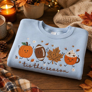 Embroidered Tis The Season Sweatshirt, Cute Fall Pumpkin Football Coffee Shirt, Autumn Leaves Cozy Sweatshirt, Thanksgiving Gift df4ed01c-0e90-44fe-b895-ec12830a130a-4.jpg