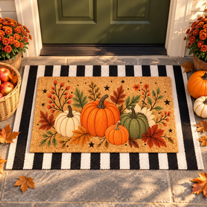 Fall Pumpkin Doormat, Autumn Door Mat, Harvest Welcome Mat, Pumpkin Front Porch Decor, Thanksgiving Doormat, Fall Outdoor Entryway Mat df50c496-088e-4fbb-8314-f37078ecc241-banner-1.png