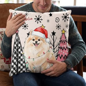 Custom Pet Photo Watercolor Art Christmas Winter Decor Gift - Personalized Pillow df7963cf-2c8e-4a6a-bdf9-5e73ef018e4d-2.png