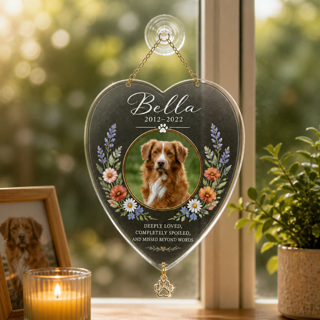 Personalized Pet Memorial Stone – Photo, Name & Years - Personalized 1 Layered Suncatcher with Charm df8dacab-87ac-4ef8-a3ab-cd17212189d2.jpg