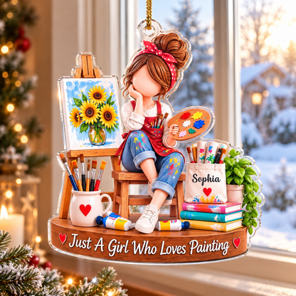 Custom Painting Girl Christmas Gifts for Artists - Personalized Acrylic Ornament - Christmas Gift For Artist, Painting Girls dfa20538-43cf-4545-8479-4df087d24f4f-banner-1.png
