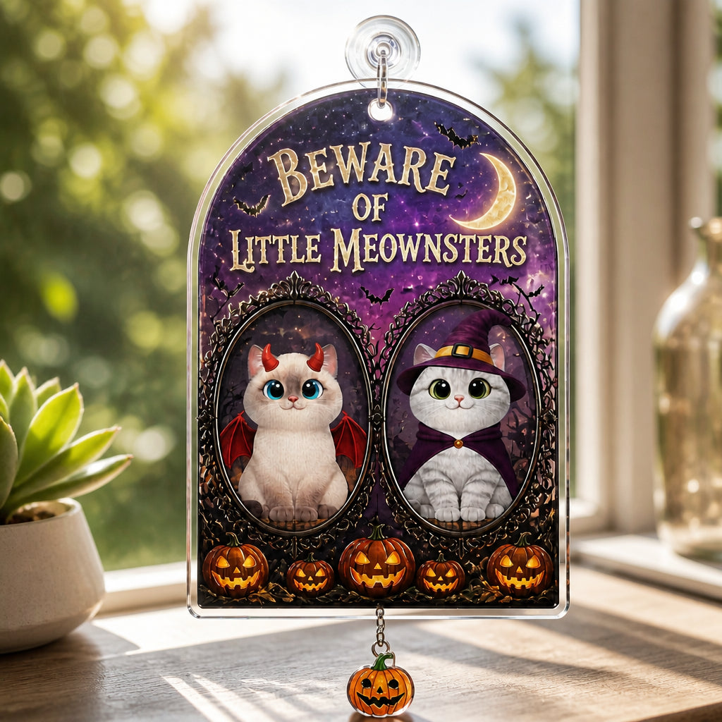 Beware of Little Meownsters Pet Photo Garden Flag - Personalized 1 Layered Suncatcher with Charm dfac8a84-3620-4446-9c96-d90b1bcd8ee9.jpg