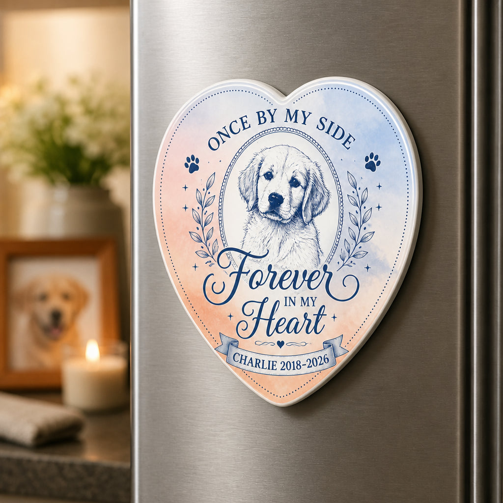 Pet Memorial Heart Fridge Magnet – Once By My Side - Personalized Custom Shape Fridge Magnet dfb6da2e-880c-493c-a851-9fe2924f6994.jpg