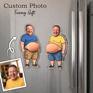 Personalized Funny Daddy Face Squishy Belly Fridge Magnet, Father's Day Gift For Husband, Custom Dad Photo Squeeze Magnet, Kitchen Decor