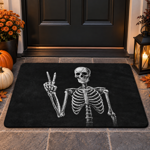 Peace Sign Skeleton Halloween Bath Mat, Spooky Gothic Black Floor Rug, Unique Gift For Family dfd1f321-fb0e-4322-bb9e-d1c5a3ee62ff-21.png