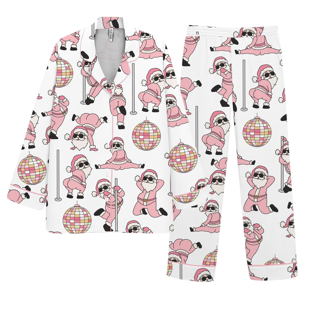 Women Christmas Pajama Set – Funny Dancing Santa Print Sleepwear, Pink Holiday Loungewear dffde2fa-cb9a-468e-87fb-7893292e8ac2-il_1588xN.7390933324_qs20.jpg