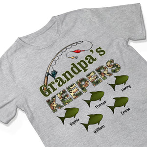 Grandpa s Keepers Camouflage Pattern Fishing Personalized Shirt, Unique 2025 Father's Day Gift For Grandpa, Dad