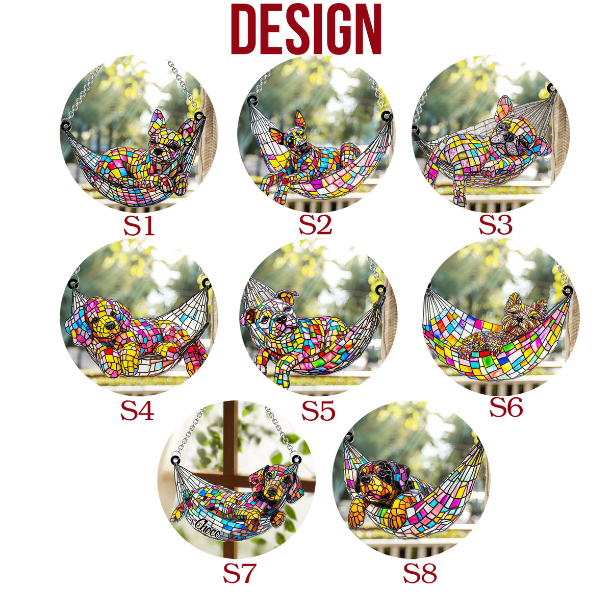 Stained Glass Chilling Dog - Personalized Dog Window Hanging Suncatcher Stained Glass Ornament Gift Dog Lovers Housewarming Gift