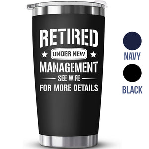 Retirement Gifts for Men - Funny Retired Gifts for Men, Husband, Dad, Coworker, Boss, Friends - 2025 Happy Retirement Gag Gift, Cool Party Idea Decorations - 20oz Navy Tumbler Cup With Gift Box