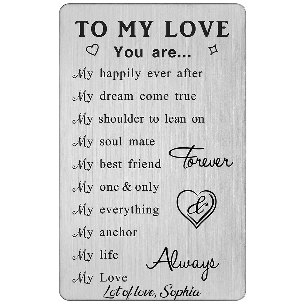 To My Love Wallet Card Gifts, 10 Reasons Why I Love You, Romantic Anniversary Cards Gift for Her Him, Wedding Christmas Presents
