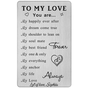 To My Love Wallet Card Gifts, 10 Reasons Why I Love You, Romantic Anniversary Cards Gift for Her Him, Wedding Christmas Presents