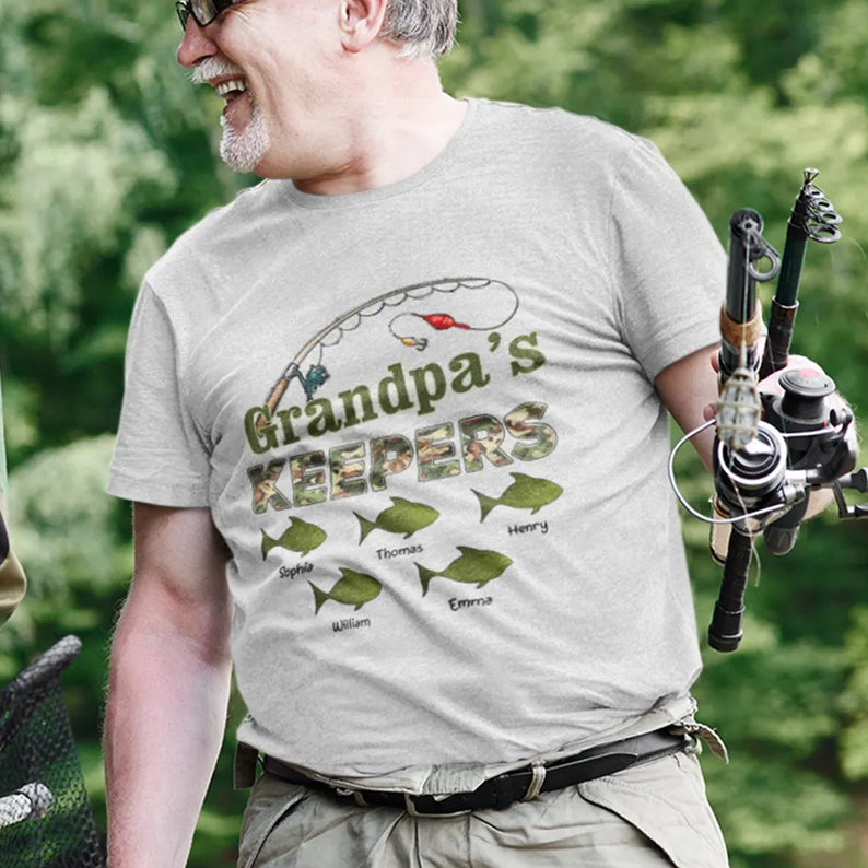 Grandpa s Keepers Camouflage Pattern Fishing Personalized Shirt, Unique 2025 Father's Day Gift For Grandpa, Dad