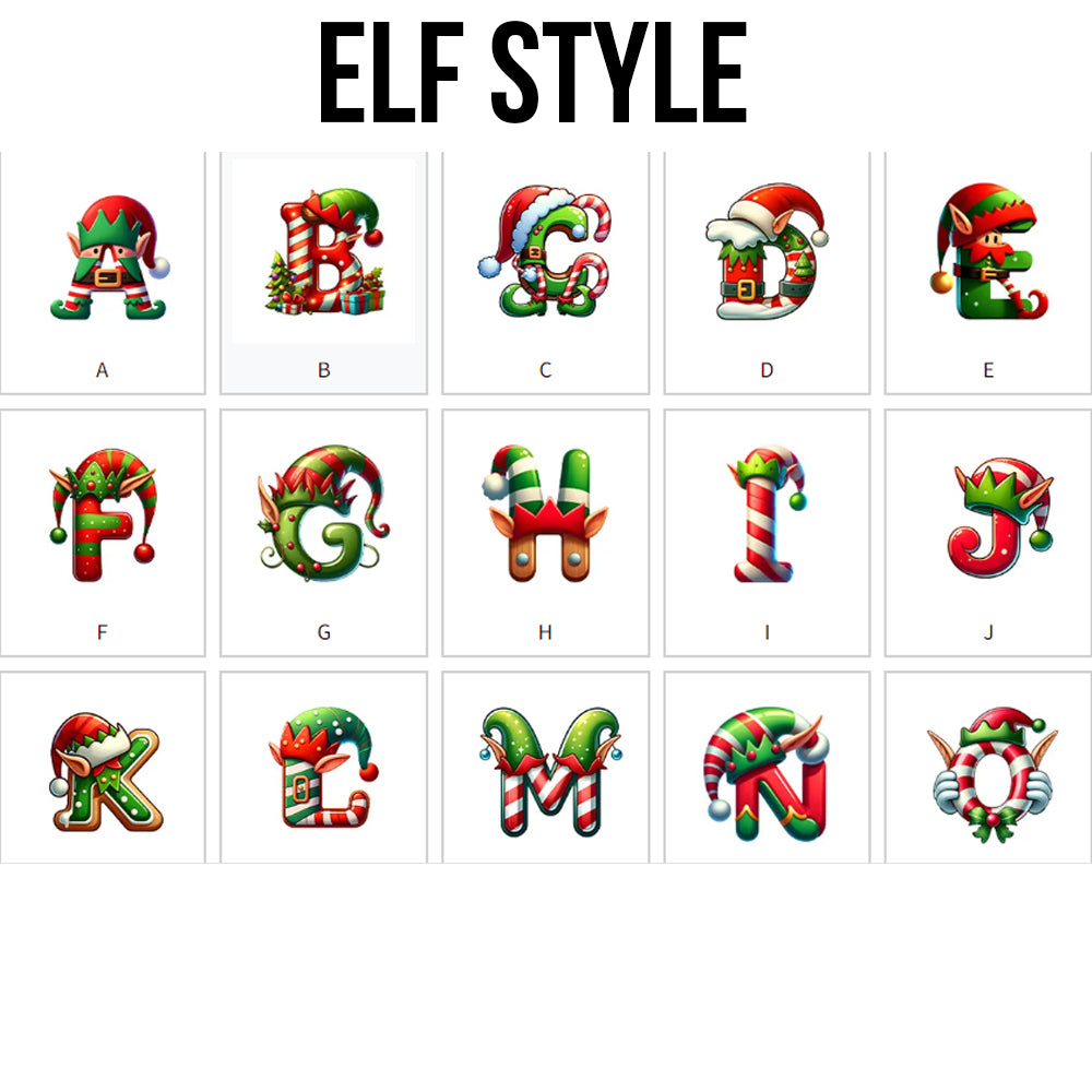 Personalised Christmas Tree Snowman Elf Igloo Drawstring Canvas Gift Bag with Name Initial Christmas Party Favors Gift for Kids Family