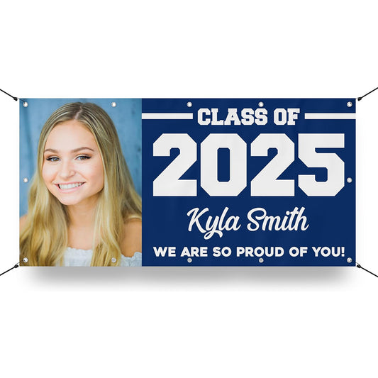 Class of 2025 Graduation Vinyl Banner Personalized Sign, Customizable School Colors, Custom Photo Graduation Gift Graduation Decoration