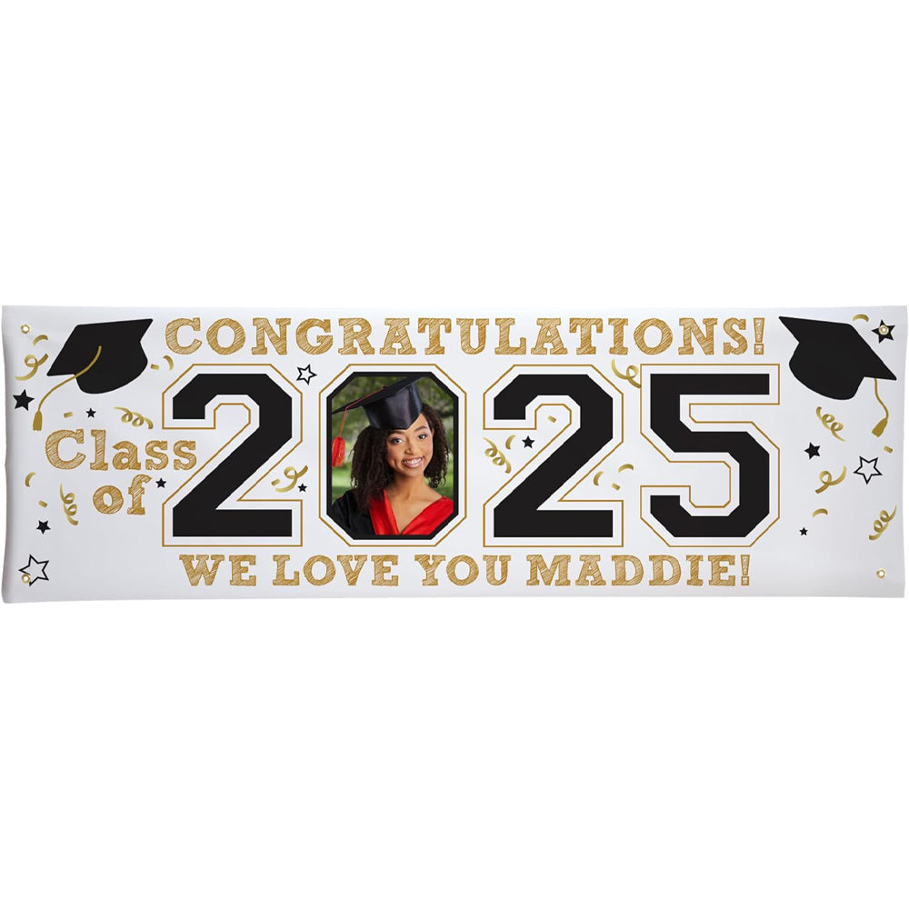 Personalized Graduation Banner - Graduation Party Decorations - Customized Photo Banner - Class of 2025 - Indoor/Outdoor Vinyl - Year of the Graduate