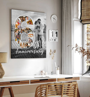6th Anniversary Gift For Him, 6 Year Anniversary Gift For Her, Photo Collage Canvas Print