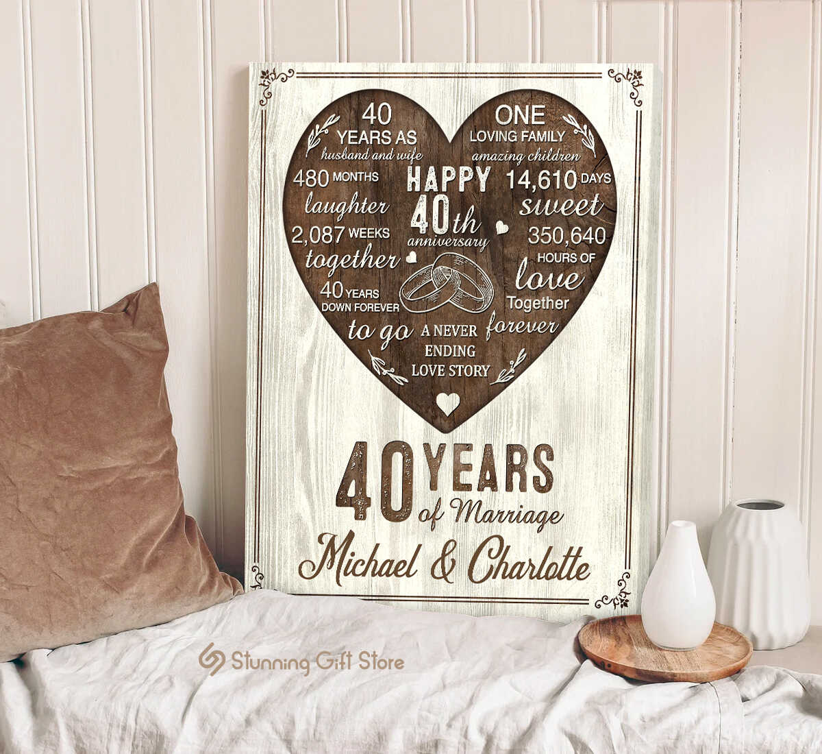 40th Year Anniversary Gift, 40th Wedding Anniversary Gift For Husband, 40 Year Anniversary Gift For Wife