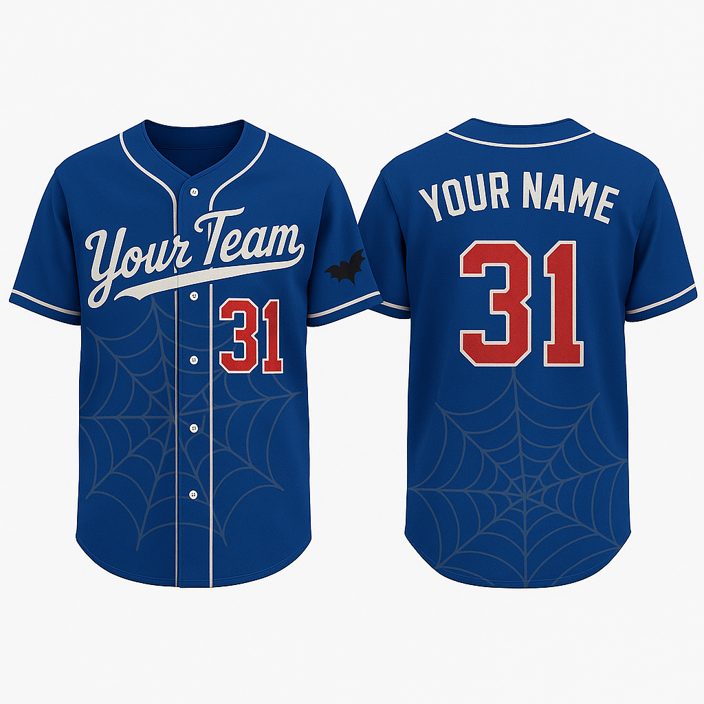 Blue & Red Fan Baseball Jersey Custom Name & Number