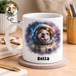 Space Paws Mug Custom Photo Astronaut Pet Gift , Custom Dog Photo, Personalized Gift For Dog Mom Dog Dad