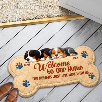 Welcome To Our Home The Humans Live With Lovely Dogs - Personalized Custom Doormat