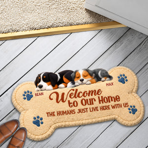 Welcome To Our Home The Humans Live With Lovely Dogs - Personalized Custom Doormat