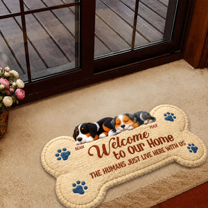 Welcome To Our Home The Humans Live With Lovely Dogs - Personalized Custom Doormat