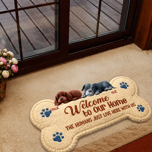 Welcome To Our Home The Humans Live With Lovely Dogs - Personalized Custom Doormat