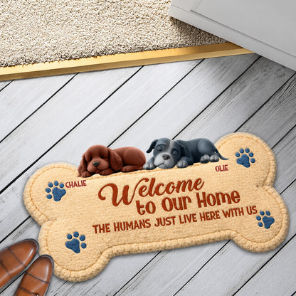 Welcome To Our Home The Humans Live With Lovely Dogs - Personalized Custom Doormat