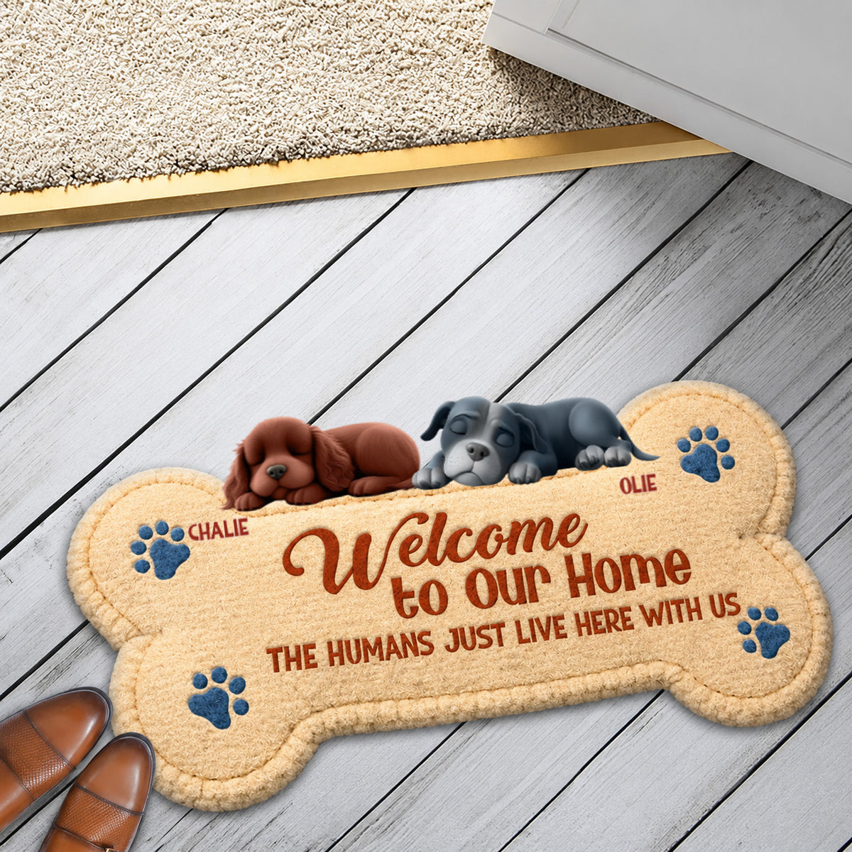 Welcome To Our Home The Humans Live With Lovely Dogs - Personalized Custom Doormat