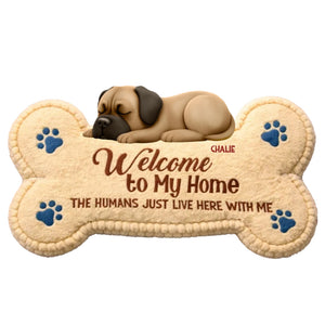 Welcome To Our Home The Humans Live With Lovely Dogs - Personalized Custom Doormat