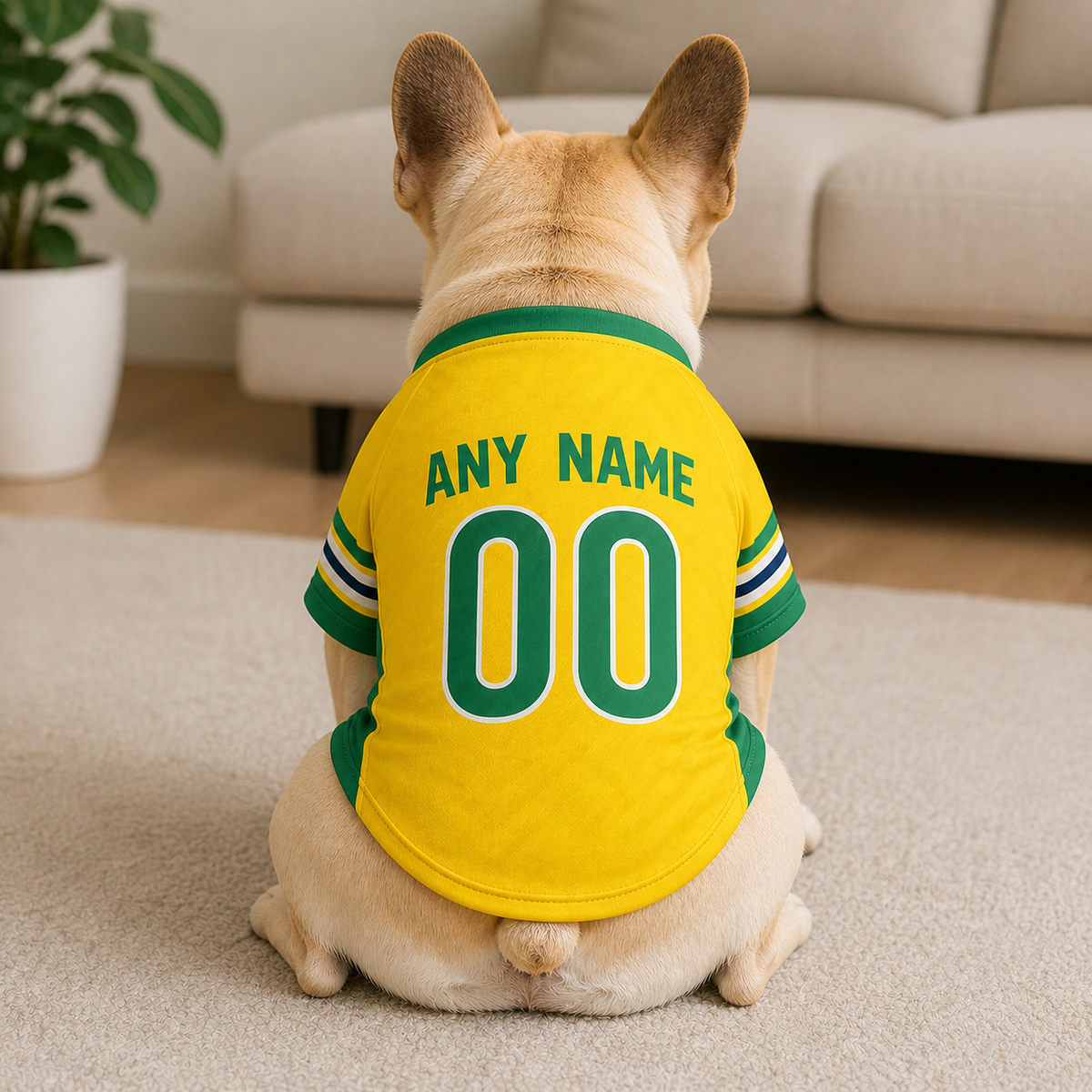 Brazil Dog T-Shirt Jersey Style Custom Name and Number Pet Clothes Gifts